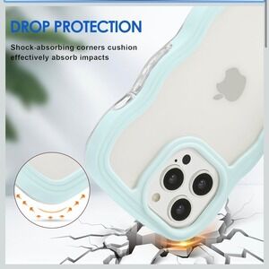 Anuck for iPhone 15‎ Pro Case Wavy Edge Clear Back Design, Anti-Slip Grip